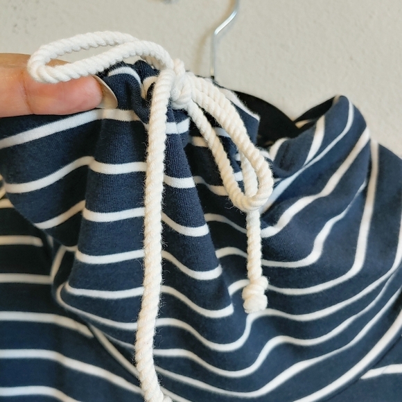 Brooks Brothers Cowl Neck Striped Cotton Blend Pullover Midi Dress Sz L - Picture 6 of 9